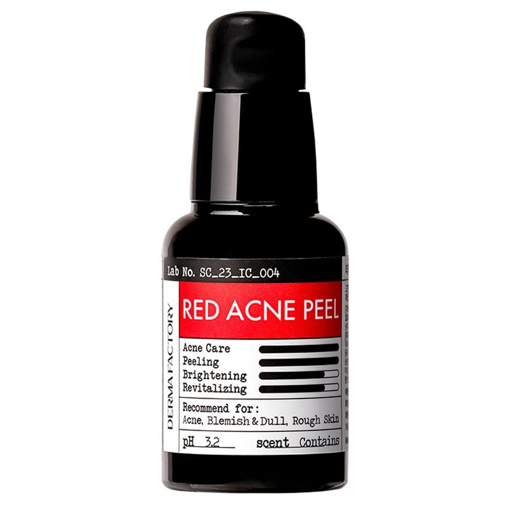 Dermafactory Red Acne Peel – AHA 20% Exfoliating Serum, BHA, Pore Refining, Vegan, Korean