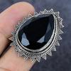 Natural Black Spinel Gemstone 925 Sterling Silver Jewelry Ring Size 8.5 T3v91