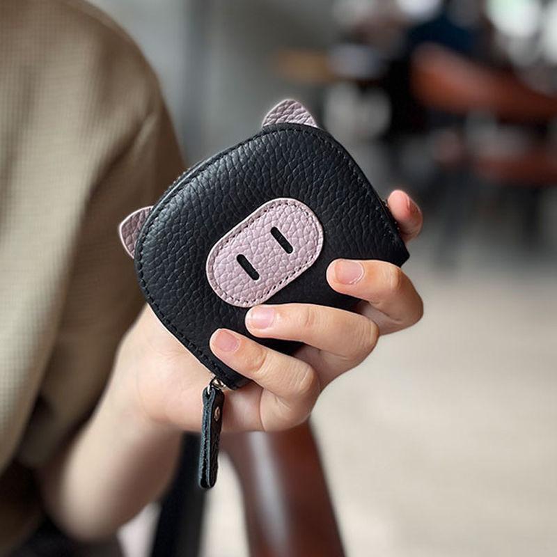 Portacarte Portafoglio Maialino Carino Pelle PU Portamonete con Cerniera Mini Porta Carte di Credito Organizzatore Carte a Fisarmonica Tasca Piccola Portafoglio per Donne Bambini