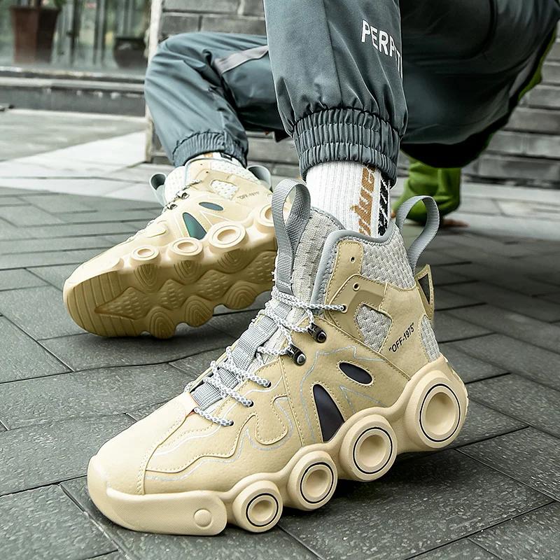 Anti-slip and Wear-resistant Sports Casual Shoes High-top Men's Shoes 2025 New Thick-soled Height-increasing Shoes