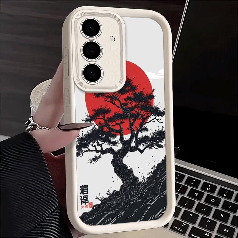 Phone Case for Samsung Galaxy A17 A16 A15 A14 A13 Japanese Minimalist Pine Tree A56 A36 A26 A55 A35 A25 A54 A34 A24 A53 A33 A23