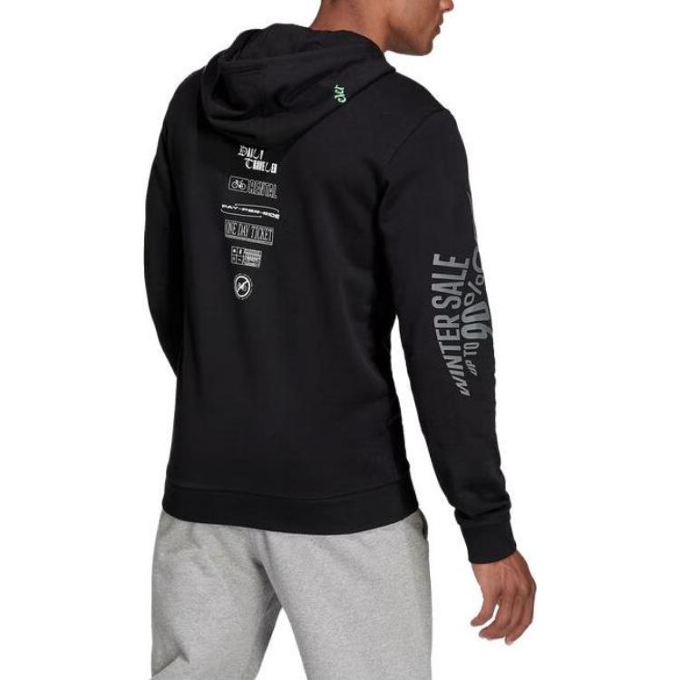Adidas Logo Print Hoodie Men Hoodies Black H46777