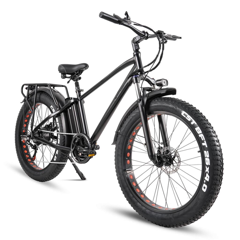 CMACEWHEEL KS26 Urban Electric Bike, 500W, 48V 18Ah, 26x4.0" Fat Tires, Front Suspension, 75KM Range, Shimano 7-Speed, IP65 Waterproof