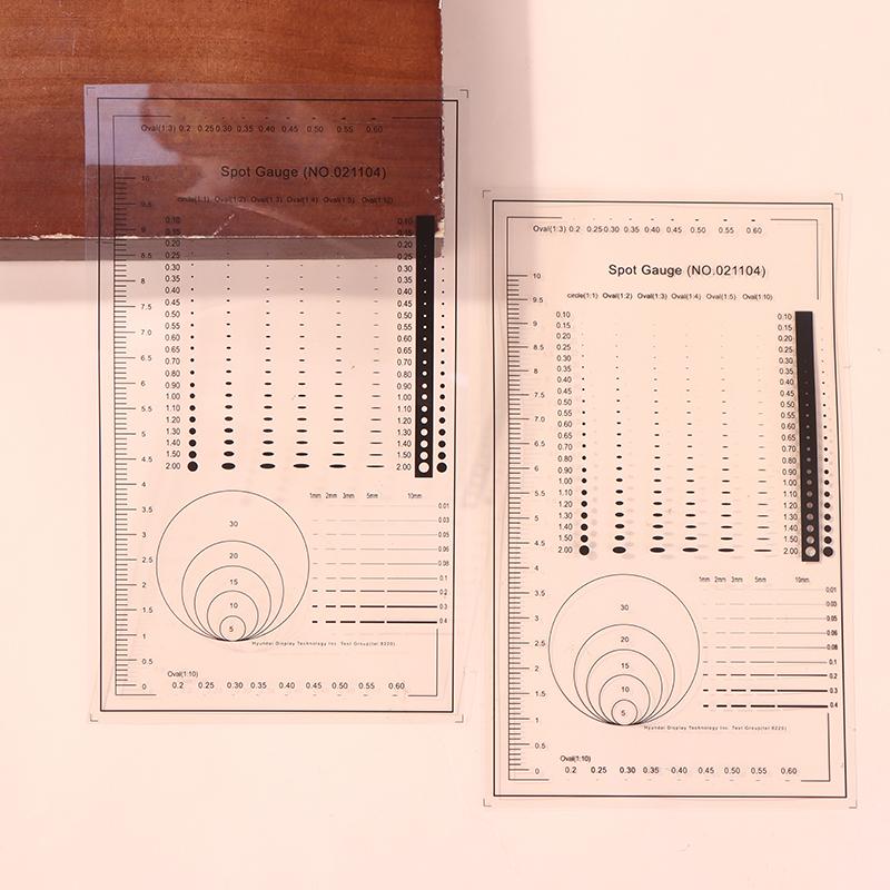 1/2Pcs Spot Gauge Comparison Card Ruler Point Dot Line Gauge Scratched Area Circle Ellipse Diameter Width Thickness Micrometer
