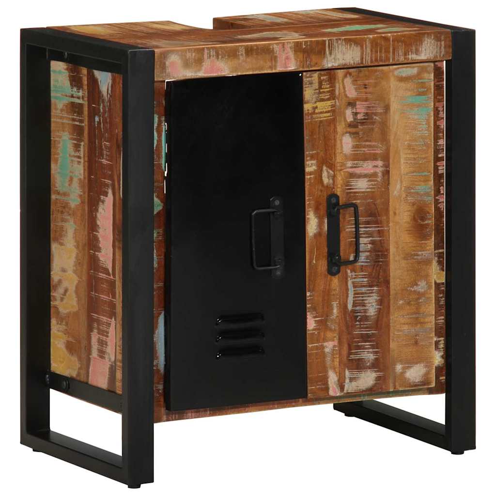 Bathroom Cabinet with Shelf Brown Solid Upcycled Wood