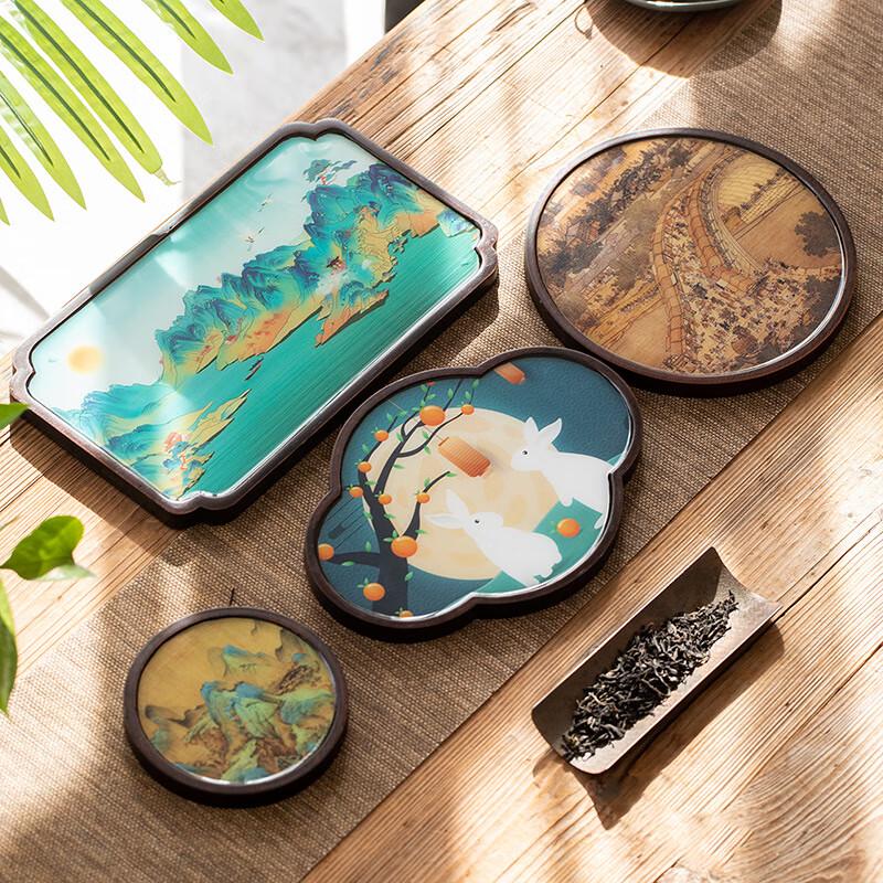Hand-Painted Small Dry Bubble Tea Tray with Water Storage