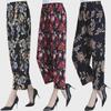 Chinese Summer Ice Silk High-Waist Floral Pants: Casual, Loose-Fit for Middle-Aged & Elderly Women