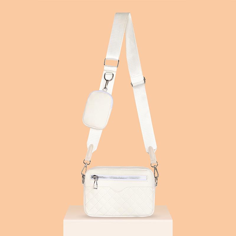 

New women s bag simple diamond shoulder bag fashion messenger bag flow retro medium mother bag soft leather texture белый