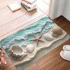 2D Flat Print Ocean Waves Seashells Doormat Non-Slip Entrance Kitchen Bath Door Floor Mats  Living Room Carpet Rug