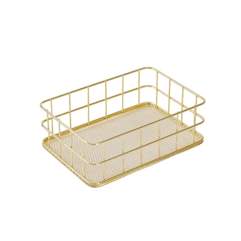 Minimalist Iron Art Desktop Organizer - Snack & Cosmetic Storage Basket
