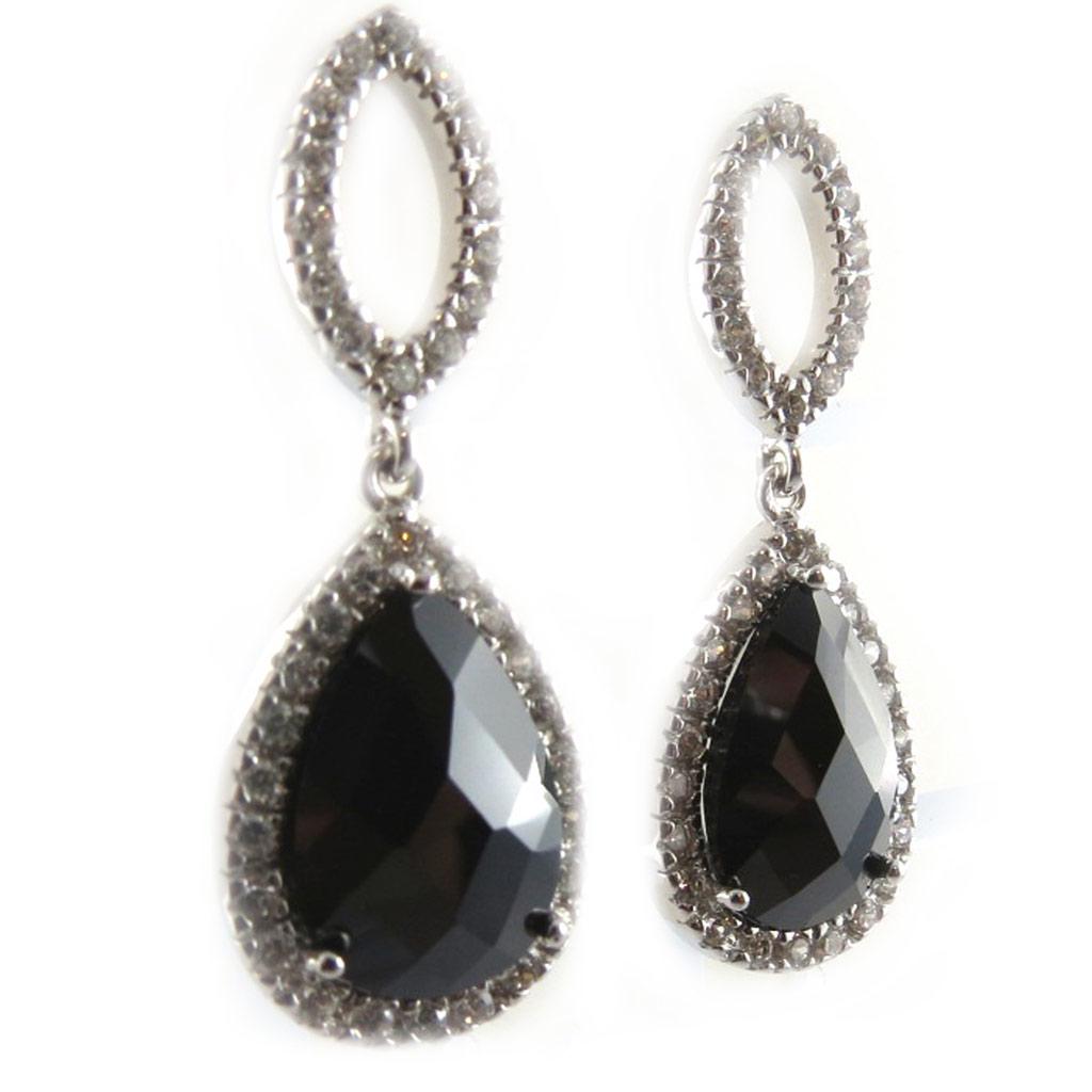 Les Trésors De Lily [F6237] - Silber 'Sappho' Ohrringe Schwarz Weiß