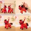 Traditional Style Plush Horse Keychain With Embroidered Lucky Symbols For Gift And Collection