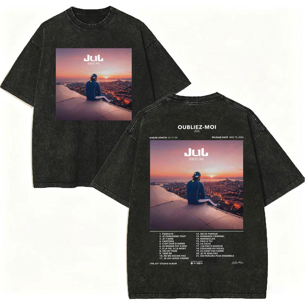 Vintage Washed Rapper JUL Album Graphic T Shirts Men Women Clothing Fashion Hip Hop T-shirt Summer Casual Loose Cotton T-shirts