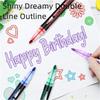 Dreamy Sparkle Dual-Line Contour Pen, Double Line Super Squiggles Metallic Glitter Pens, Quick-Dry Ink Dual Line Contour Markers for Drawing