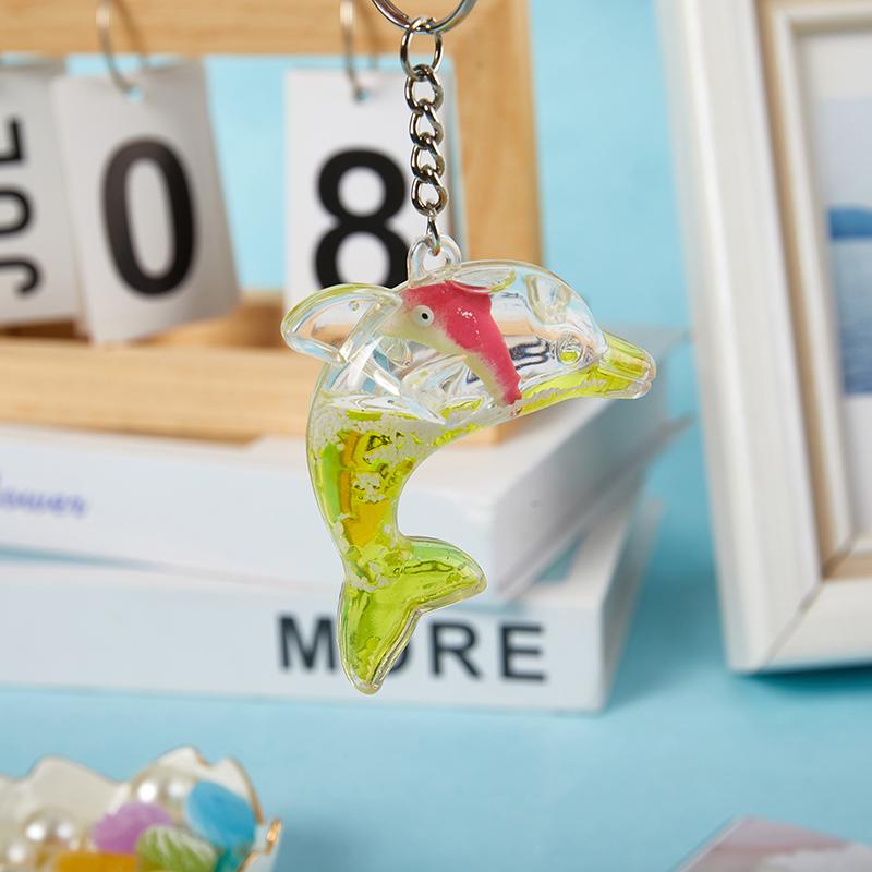 Kawaii Delphin Schlüsselanhänger für Autoschlüssel, schwimmende Flüssigkeit, süßer Wal, Ozean-Anhänger, Zubehör, Schlüsselanhänger, Damen, Taschenanhänger