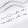 Double Four-leaf Clover Bracelet Women's Summer Rose White Fritillary Ins Bracelet Light Luxury Niche Mori Jewelry