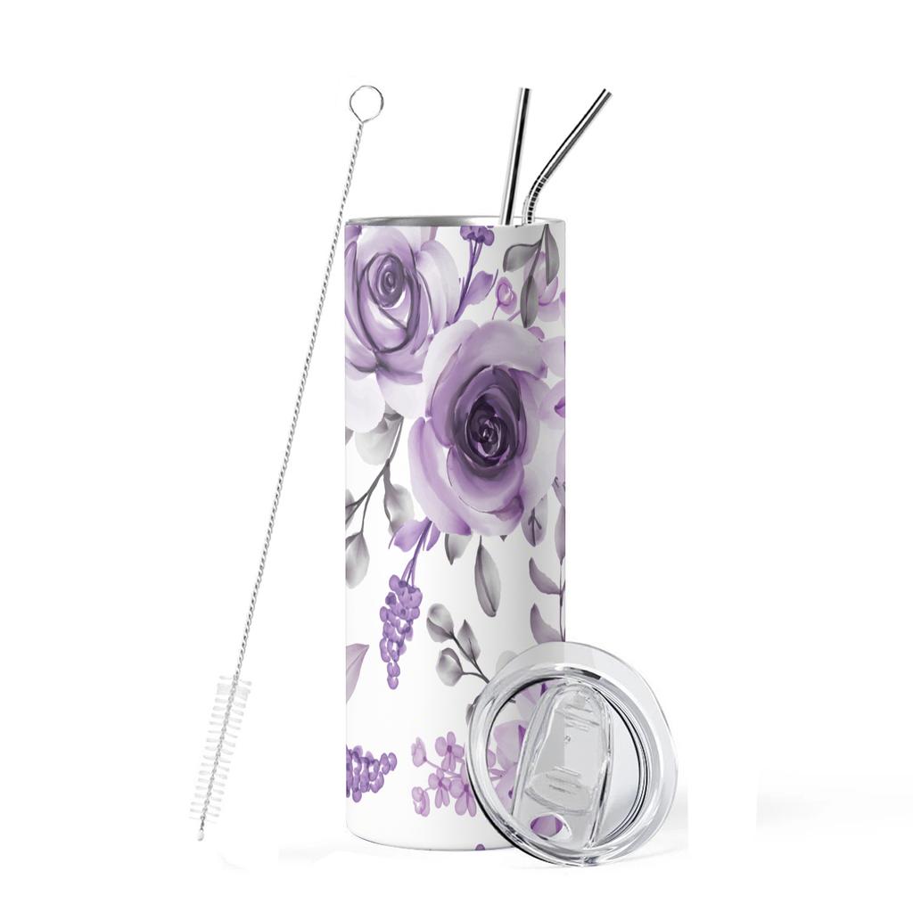 20oz Field Flowers Vacuum Tumblers Cup With Lid and Straw for Hot or Cold Drinks stainless steel Water Bottle Mother's Day gifts