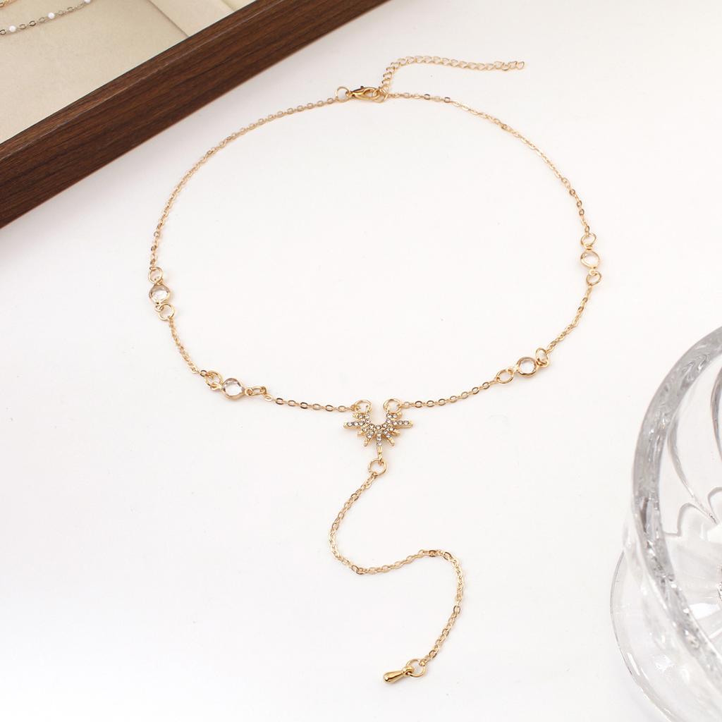 Y-shaped Necklace fashion women's long tassel sunflower necklace jewelry gift