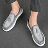 Fashion Designer Grey Tassels Loafter New Men's Patent Leather Platform Casual Shoes Male Walking Sneakers Footwear