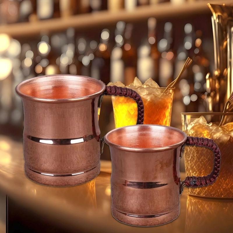 Braided Handle Copper Mug for Beer Milk and Juices with Comfortable Grip Drinking Cup Kitchen Essential