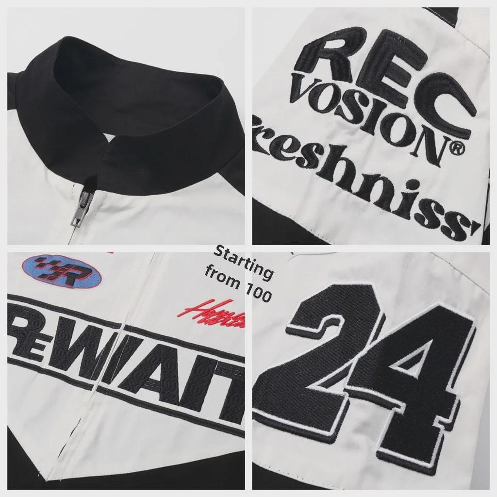 Unisex Hong Kong Style Baseball Jacket - Embroidered Patchwork for Men & Women