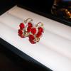 Korean Fashion Rose Flower Hoop Earrings for Women Luxurious Sparkling Zircon Circle Drop Earrings Party Ear Jewelry Accesories