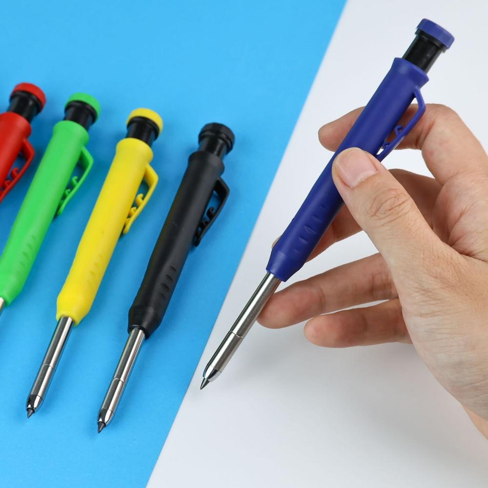 Solid Carpenter Mechanical Pencil with Sharpener Woodworking Drawing Pencil Tools 3 Colors Refill Construction Stationery
