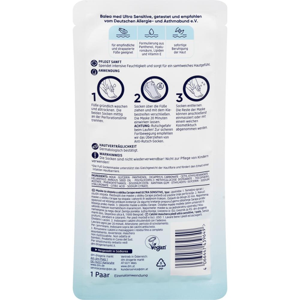 Deutschland DM Balea MED Ultra Sensitive Fußmaske (1 Paar)