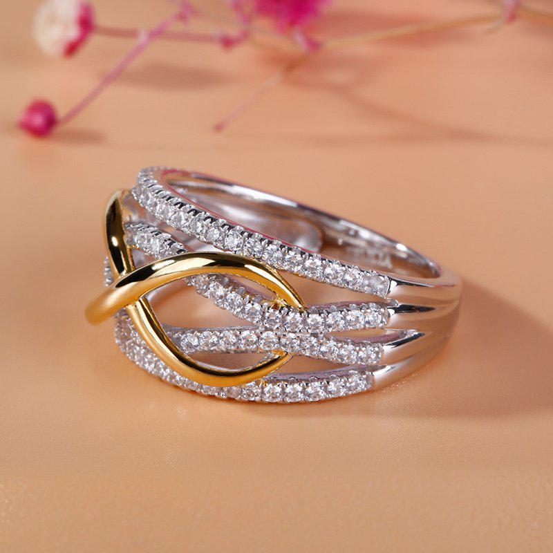 European & American Two-Tone Gold-Plated Women's Fashion Ring