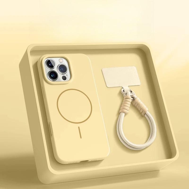 Magnetic Phone Case for IPhone 15 14 16 Plus 11 12 13 16 Pro Max Silicone Lanyard Magsafe Strap Protector Soft Cover