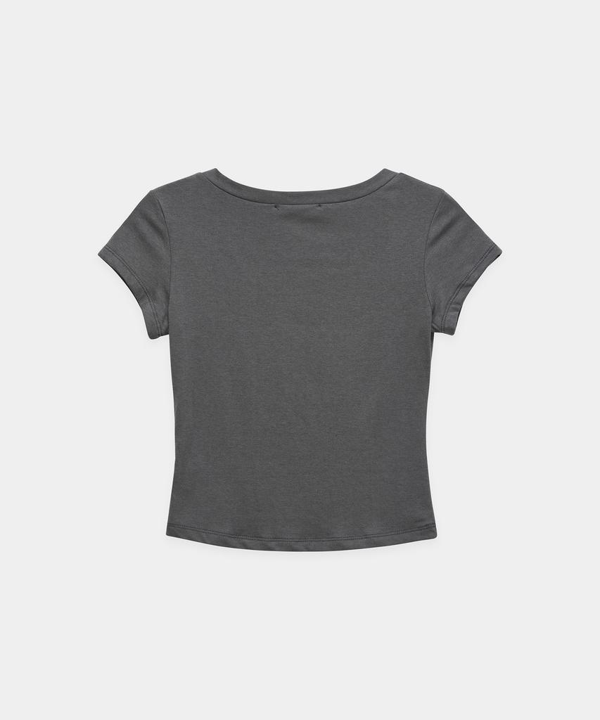ETRE AU SOMMET Dart Line V-Neck Slim Top (Dark Gray)