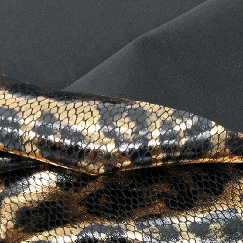 1/2/3M 4-Way Elastic Classic Leopard Print Bronzing Fabric Gold Snake Skin Texture Spandex Fabric For Sewing Clothes Upholstery