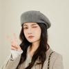 Female Solid Color Beret Casual Artistic Bud Hat Outdoor Autumn and Winter Warm Painter Hat