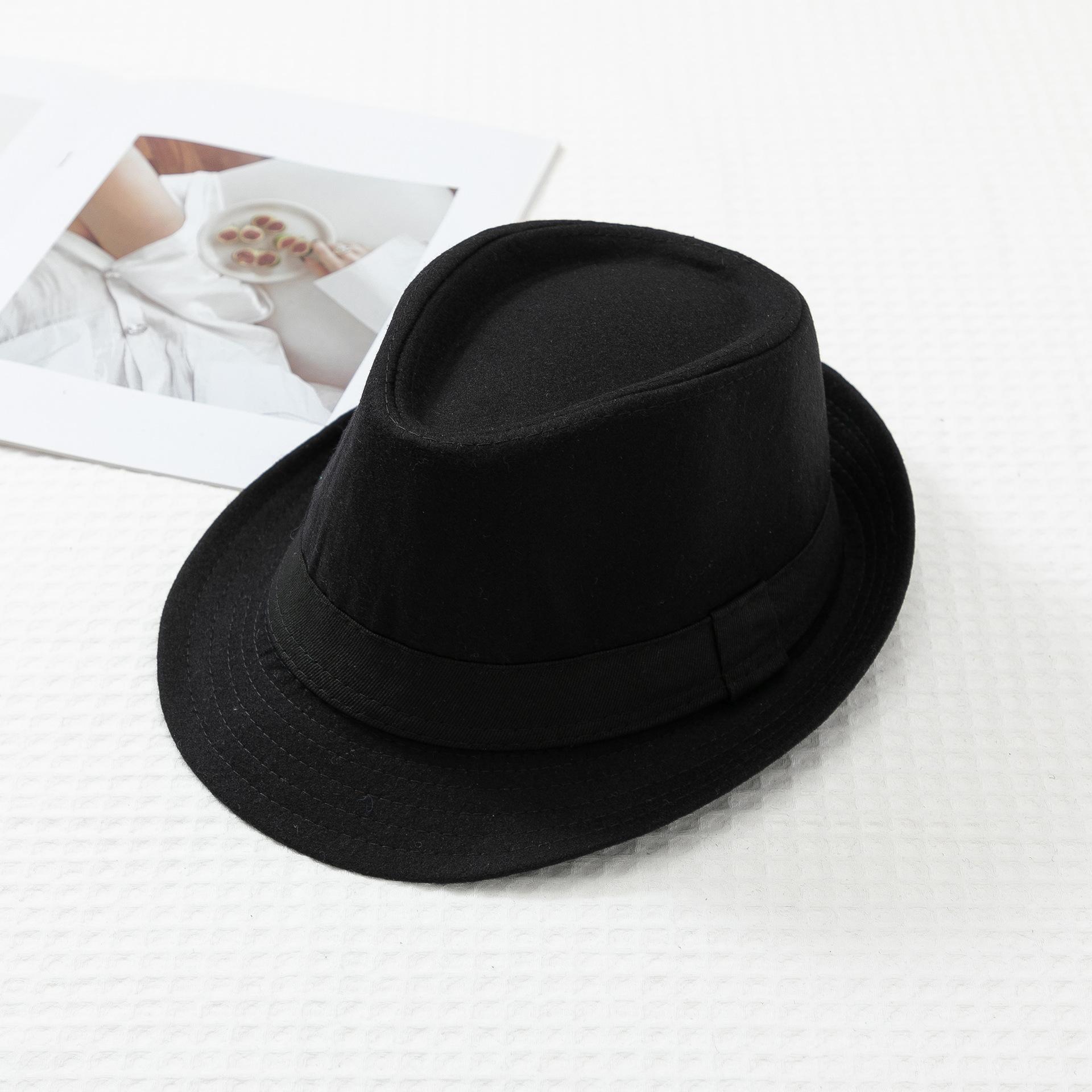 

Новая шляпа-цилиндр Ji British Men s Top Hat Felt Hat для мужчин среднего и пожилого возраста Jazz Hat Casual Hat M（56-58cm） чёрный