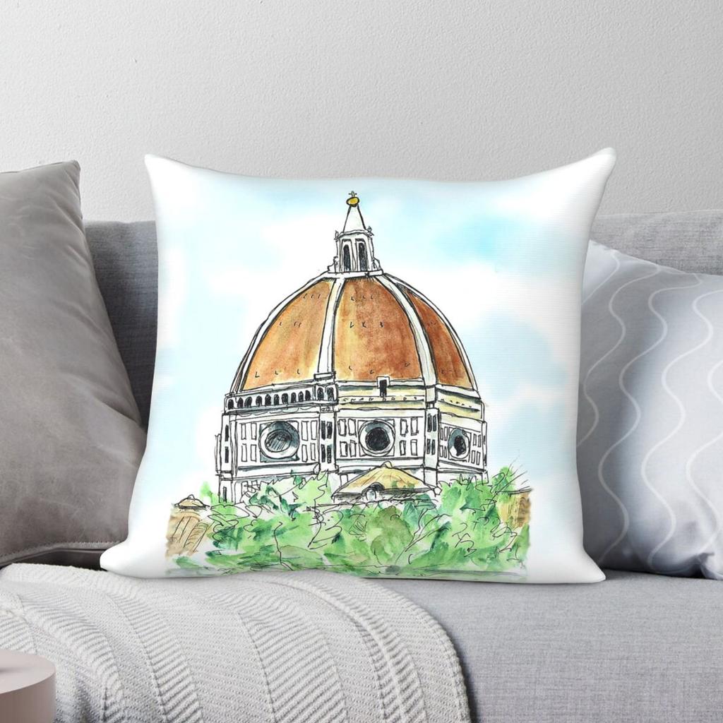 Florence Duomo Cathedral Square Pillowcase Polyester Linen Velvet Pattern Zip Decorative Throw Pillow Case Car Cushion Case