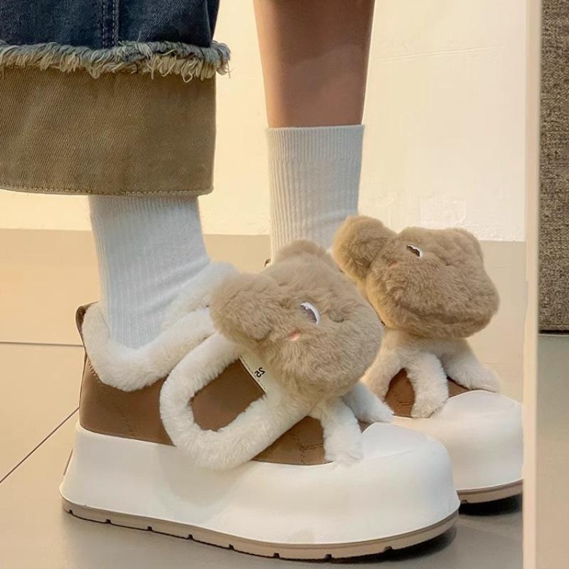 

Velcro cotton shoes women s winter 2025 new platform white shoes piled thickened women s shoes one pedal bread shoes 35 светло-коричневого