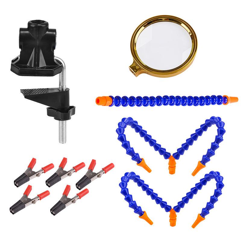 Flexible Arms Clip Soldering Helping Hands Third Hand Holder Arms PCB Adjustable Soldering Clamp Holder Magnifier Welding Desk