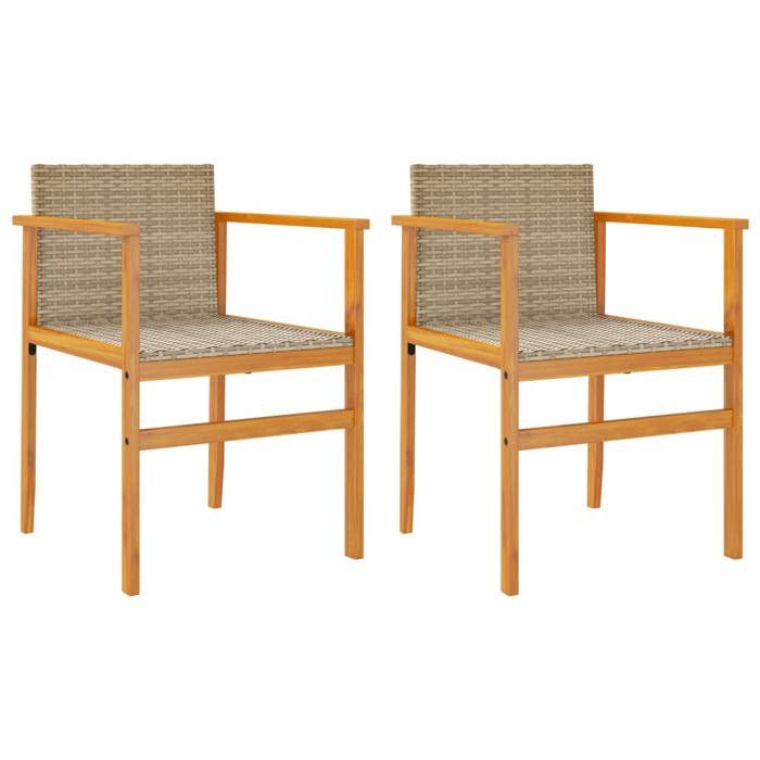 VidaXL Set of 2 Garden Chairs with Cushions, Seats with Armrests, Patio Terrace Armchairs, Modern, Beige Resin 368713