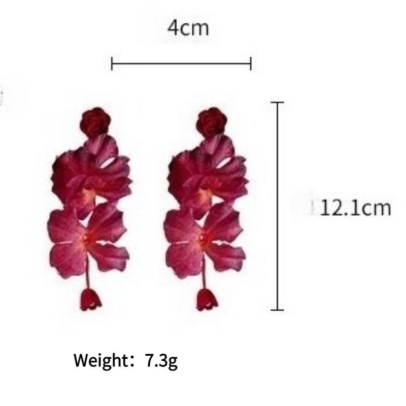 Fashion Zircon Vintage Temperament Red Flower Dangle Earrings For Women Female Gifts Sweet Design Ear Accessories Hot Selling