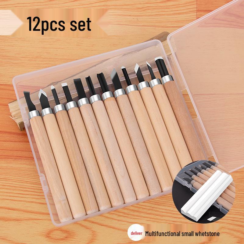Comprehensive Wood Carving & Stamp Set: Includes Hand-Carved Knives, Carpenter Tools, and Carving Materials for Wood, Rubber, and Plaster.