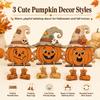 2D Flat 3Pcs Cute Halloween Wooden Pumpkin Sign Desk Tabletop Ornament Spooky Ghost Desktop Decor Festival Party Pack