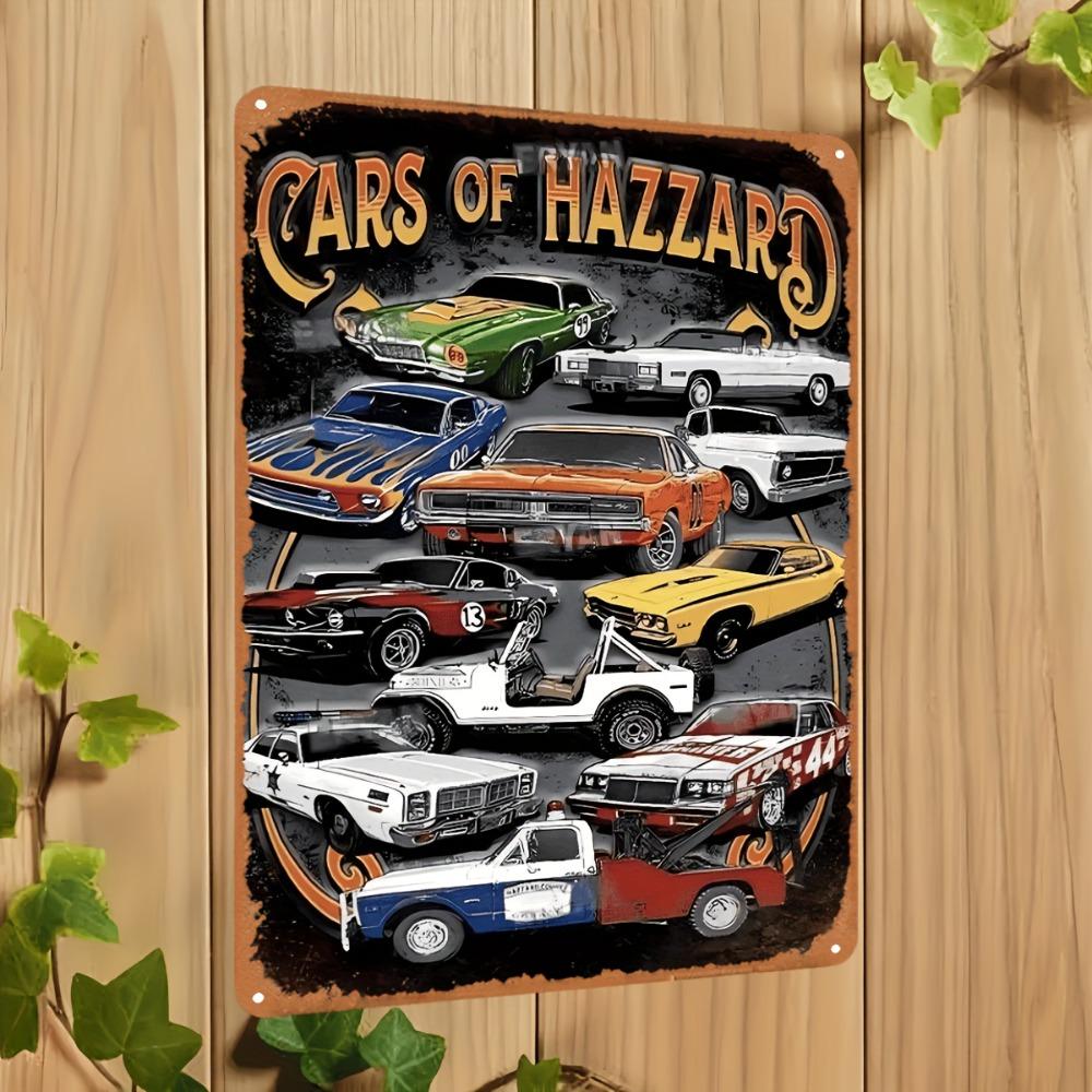 Vintage "Cars of Hazzard" Tin Sign - Multipurpose Home, Kitchen, Restaurant, Bar, Garage Decor - No Power Needed, Easy Mounting