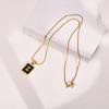 Charms Letter Initial Pendant Necklace Women , Stainless Steel Square And Round Alphabet Collar Jewelry Chrismas Gift