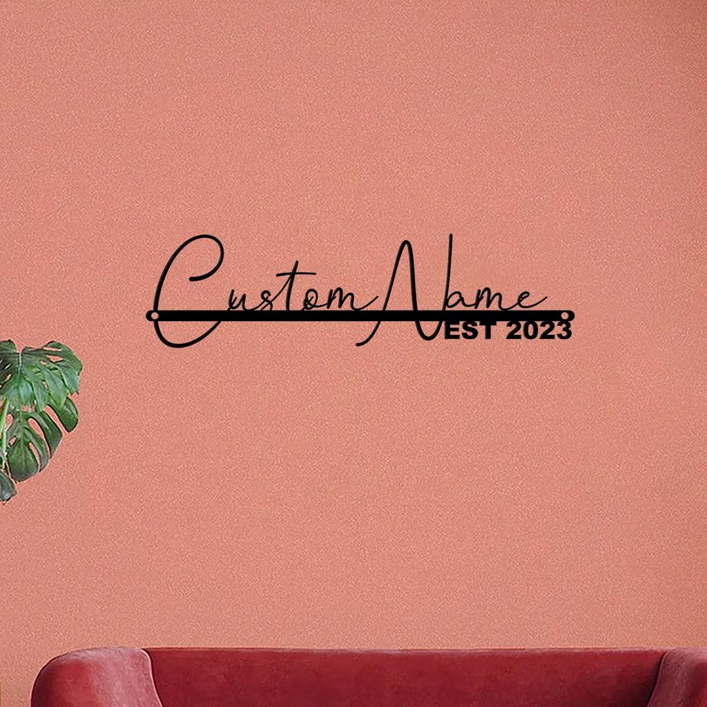 Metal Sign Wall Decor, Personalized Name Plate for Home, Family Name Metal Art