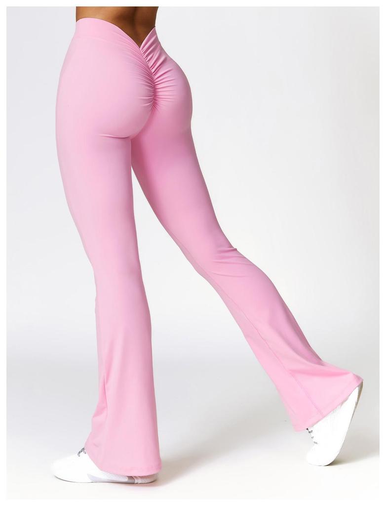 High-Waist Quick-Dry Flared Yoga Pants for Women - European & American Style, Peach Hip-Lifting 