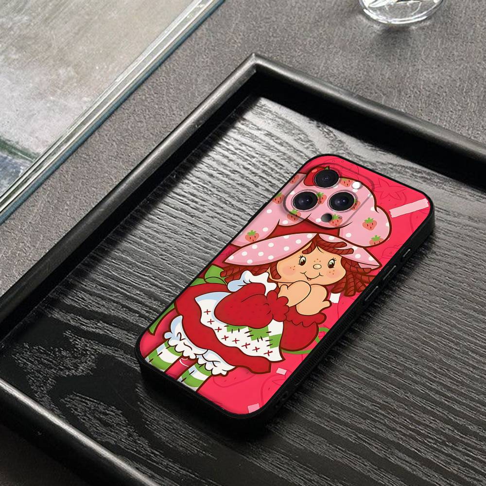 Strawberry S-Shortcake Phone Case For IPhone 1716 15 14 13 Pro Max 11 12 Mini X Xs XR Black Silicone Cover