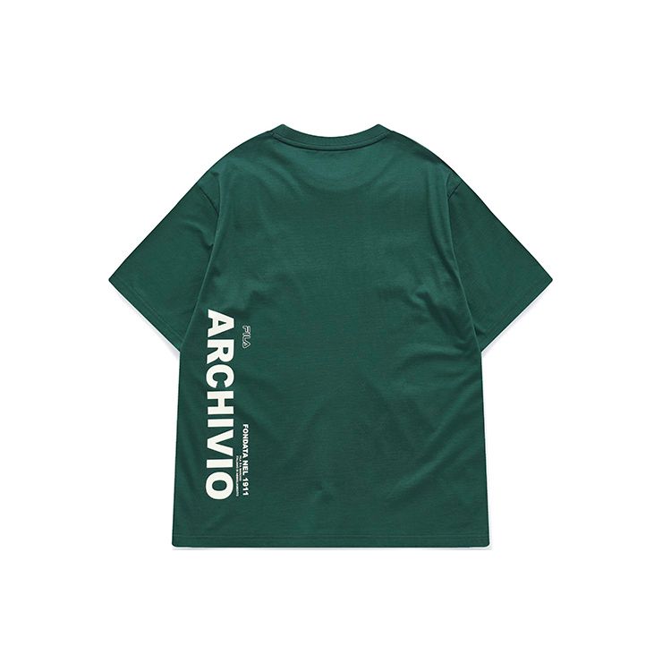 Fila Large Logo Sports Casual Crew Neck Short Sleeve T-Shirt Men Tops Magic-Green F11M219105FDG