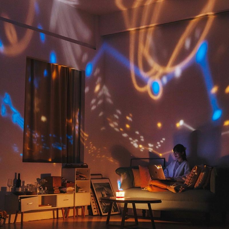 Portable 3 in 1 Air Humidifier with Rotation Projection & Atmosphere Lamp Adorable-design Girlfirend Gift for Bedroom
