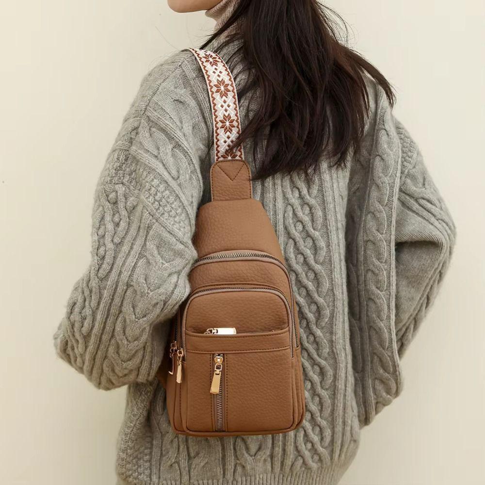 PU Leather Bohemian Chest Bag Vintage Outdoor Shoulder Bag Fashion Women's Handbag Camping