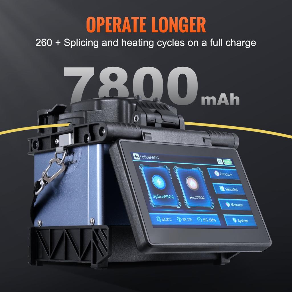 VEVOR Fiber Fusion Splicer 6 Motors, Core Alignment Fiber Optic Splicer 6s Splicing & 13s Heating